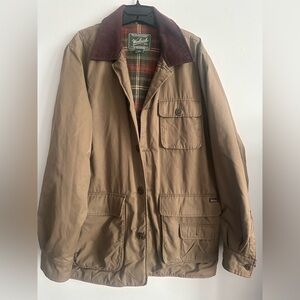 Woolrich Mens L Dark Shale Jacket Cotton Blend Corduroy Collar Cuffs Outdoor